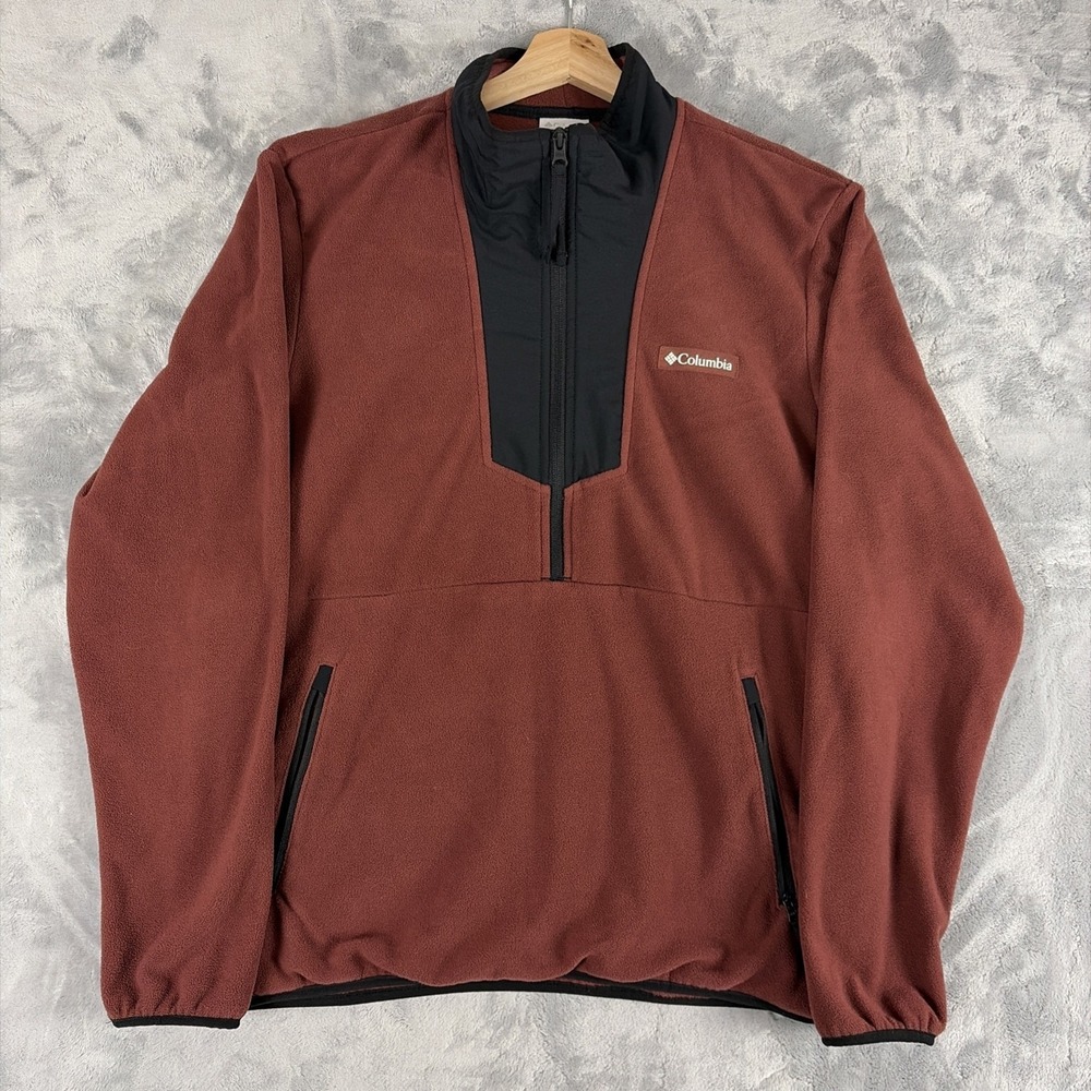 Columbia 1/2 Zip Fleece Jacket Maroon Sequoia Grove Mens Size Medium